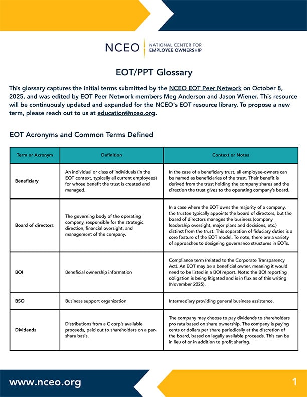 EOT & PPT Glossary cover page