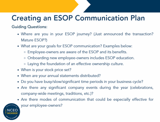 ESOP Communication Plan Screenshot