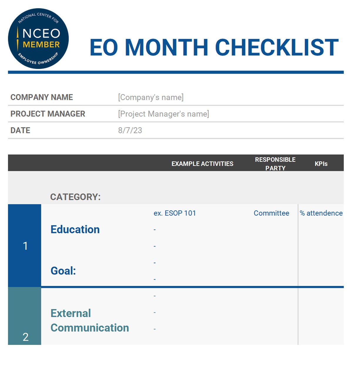 EO Month Checklist