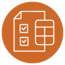 document with checkboxes and a spreadsheet on top of it icon