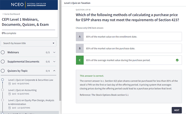 CEPI Exam Prep course quiz question - answered